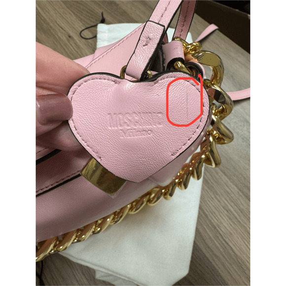 Moschino NWT Heart Lock Leather Shoulder Bag in Pink - Picture 9 of 10